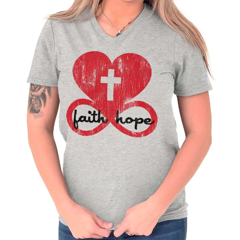 Tie - Dye Women T Shirt with a Bohemian VibeLove Faith Hope V-Neck T-Shirt