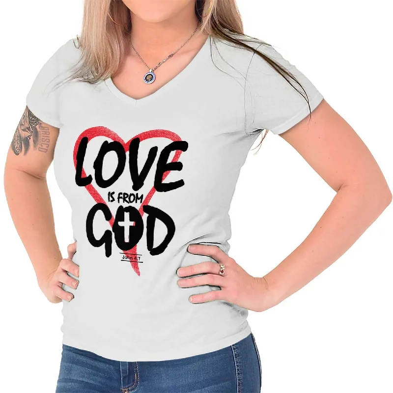 Sheer Women T Shirt for a Stylish and Alluring LookLove is From God Junior Fit V-Neck T-Shirt