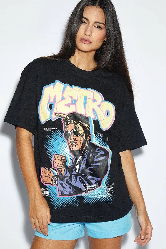 Tie - Dye Women T Shirt with a Bohemian VibeMetro Oversized T-shirt (Puff Print)