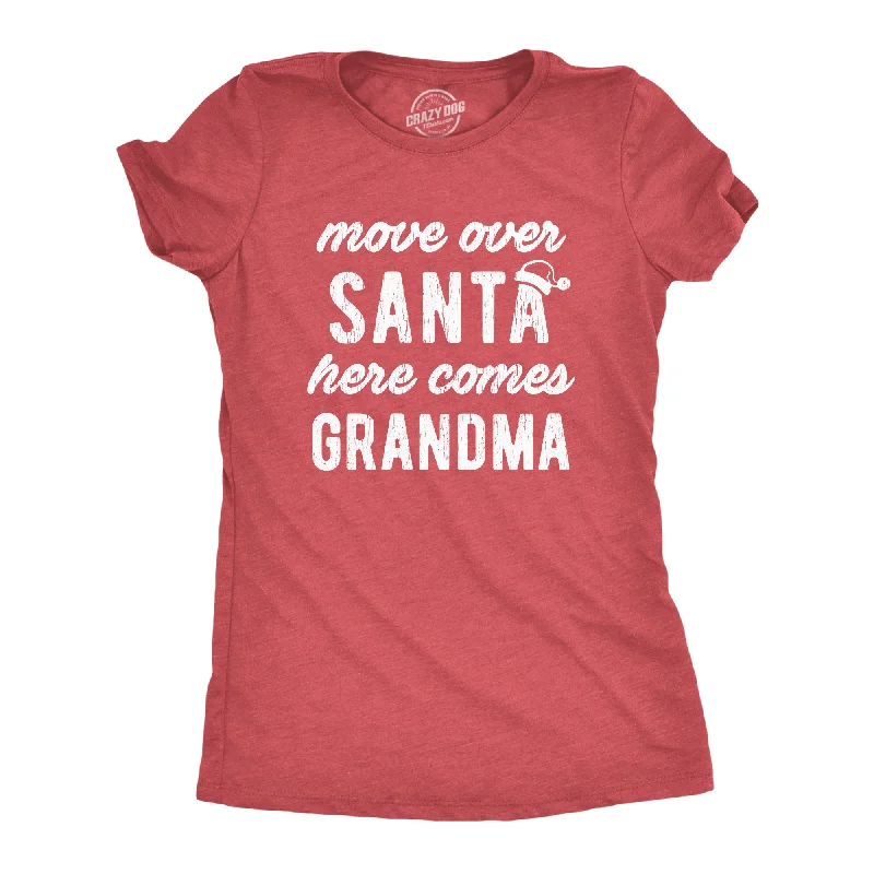 Crop Top Women T Shirt to Pair with High - Waisted BottomsMove Over Santa Here Comes Grandma Women's T Shirt