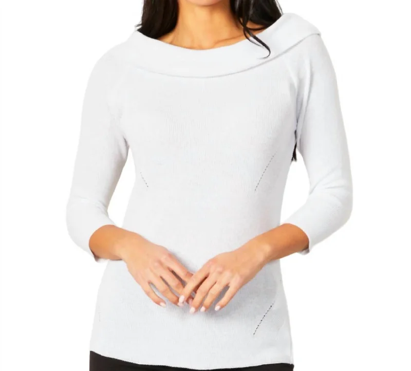 Off The Shoulder Ribbed Detail Top In White