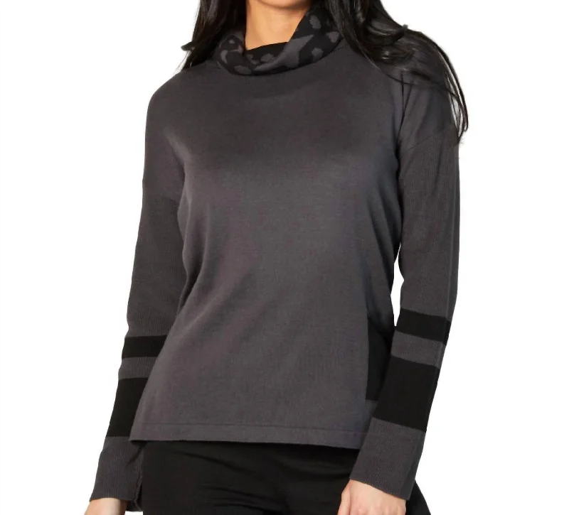 Wrap - Style Women's Lambswool Sweater Dresses in Elegant ShadesPatch Pocket Turtleneck Top In Coal