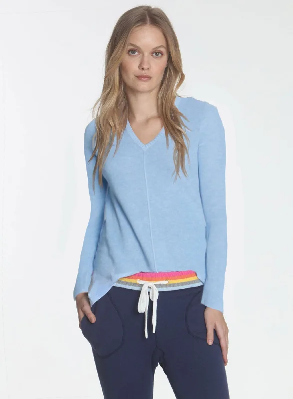 Women's Longline Boyfriend - Style Sweater in Gray for a Relaxed and Casual OutfitRyan Rib Vee - Sky