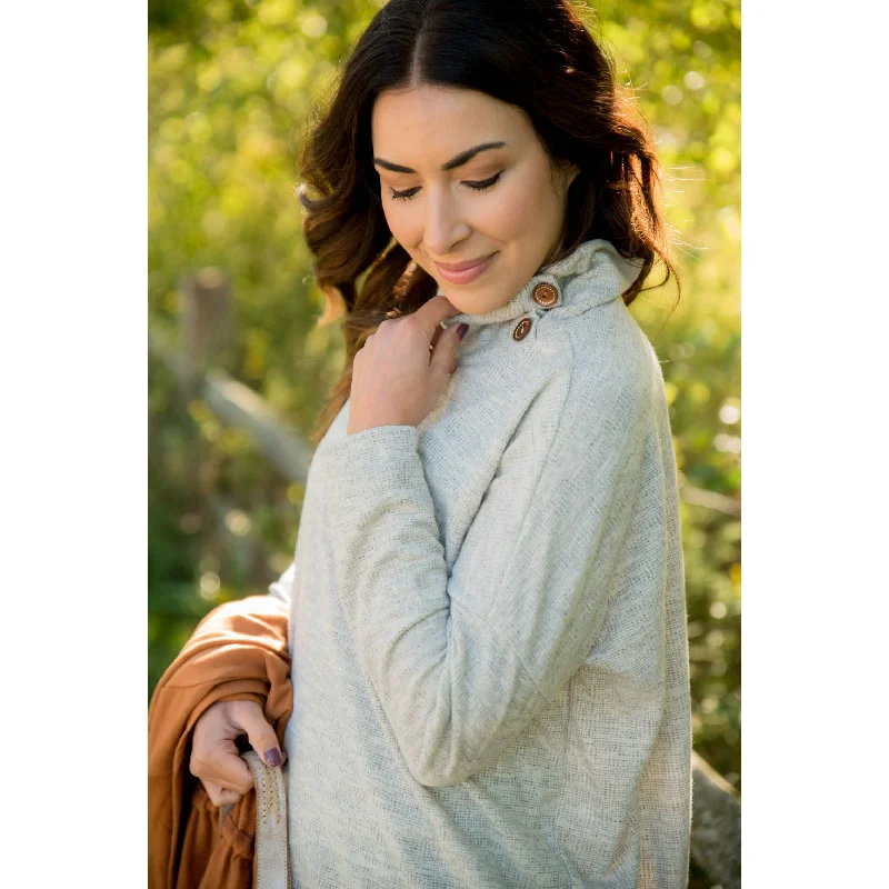 Women's Cable - Knit Sweater Dress in Brown for a Stylish and Comfortable One - Piece OptionSide Button Cowl Neck