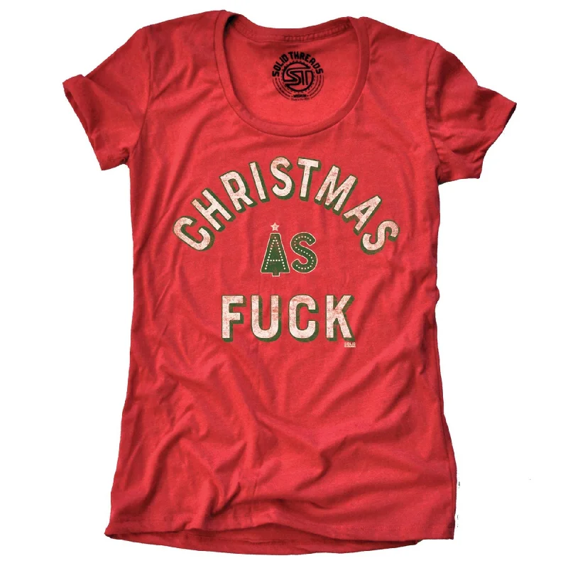 Ringer T Shirt Women with Retro - Inspired StripesWomen's Christmas As Fuck T-shirt