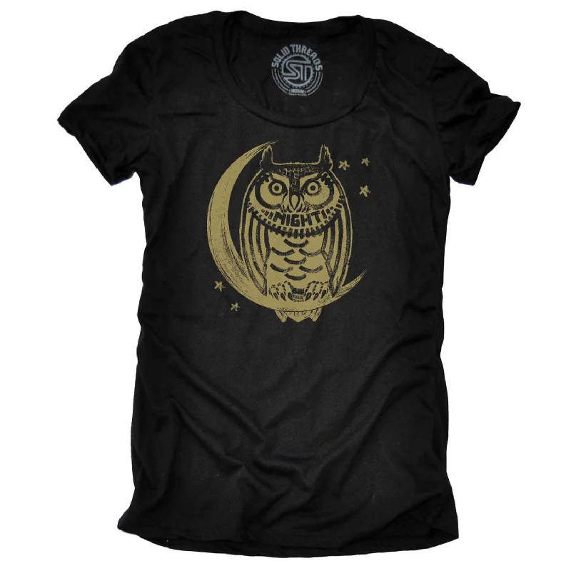 Crop Top Women T Shirt to Pair with High - Waisted BottomsWomen's Night Owl T-shirt