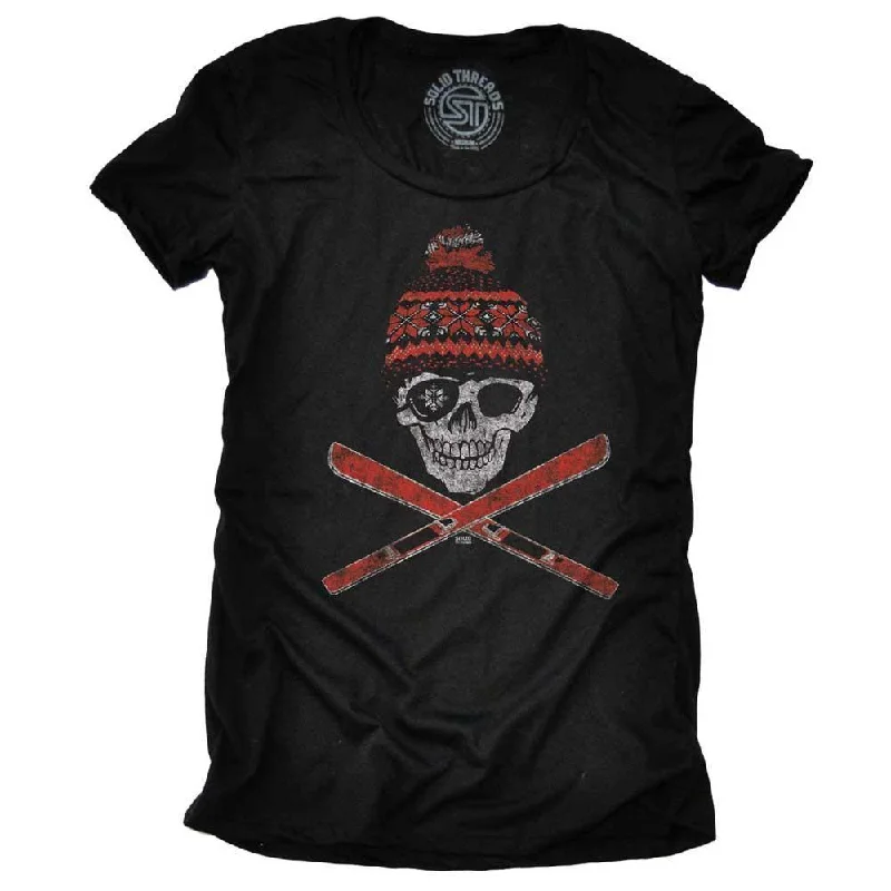 V - Neck Women T Shirt to Enhance the NecklineWomen's Ski Skull T-shirt