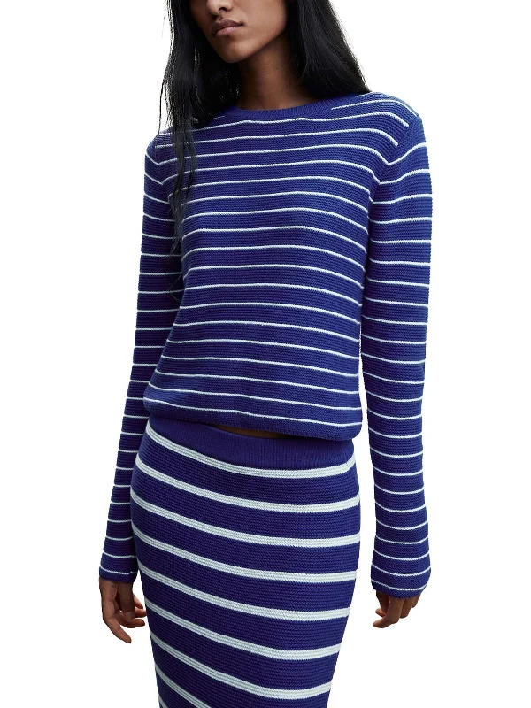 V - Neck Women's Ribbed Sweater Dresses with Belt for a Defined WaistWomens Striped Crewneck Pullover Sweater