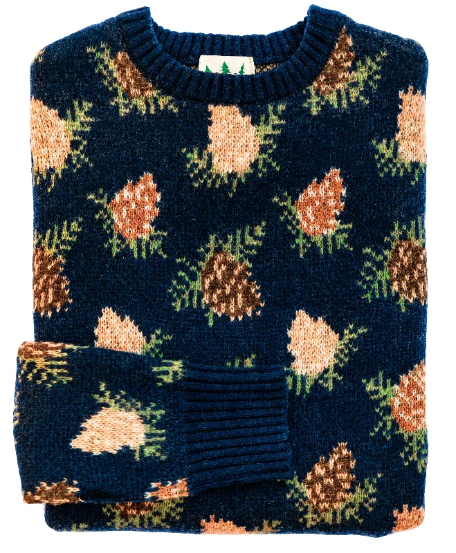 Plus Size Women's Pocket - Detail Sweater in Olive Green for a Practical and Fashionable PieceWoodland Pine Sweater- Navy