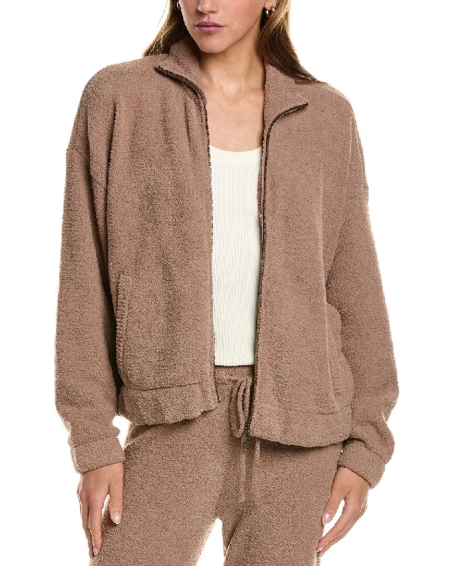 Empire Waist Women's Alpaca Wool Sweater Dresses in Earthy TonesChaser Feather Yarn Kendall Zip-Up Jacket