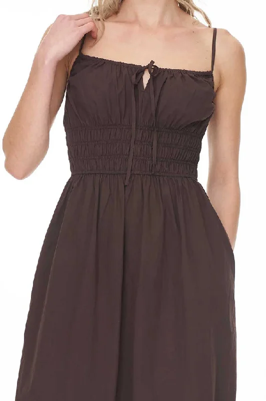 Ruffled Women Dress with Multiple Layers for a Playful and Girly StyleCruise Cacao Zara Midi Dress