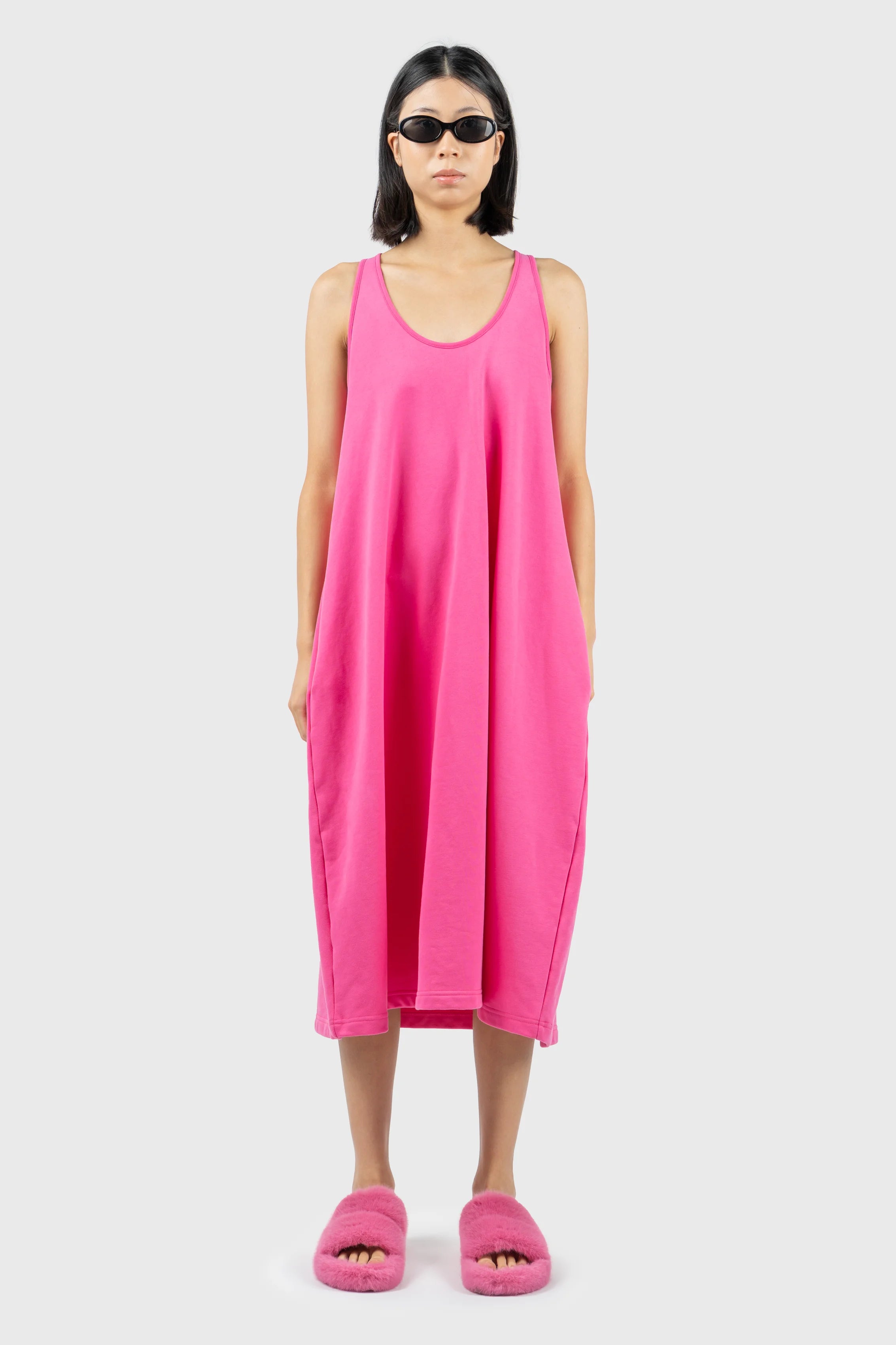 Strapless Women Dress with a Built - in Bra for Comfort and SupportPink Heavyweight Jersey Dress