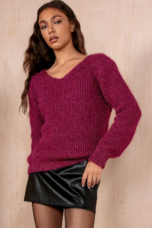 Belted Women's Cotton Blend Sweater Dresses for a Casual LookIzzy Plum Fluffy Knit Jumper