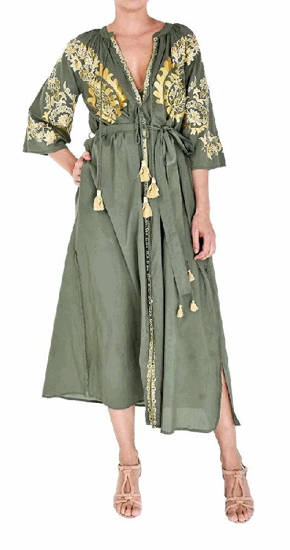 Plus Size Women Dress with a Flattering A - Line Cut for Comfort and StylePen Long Giant Paisley Tunic Vert Fonce