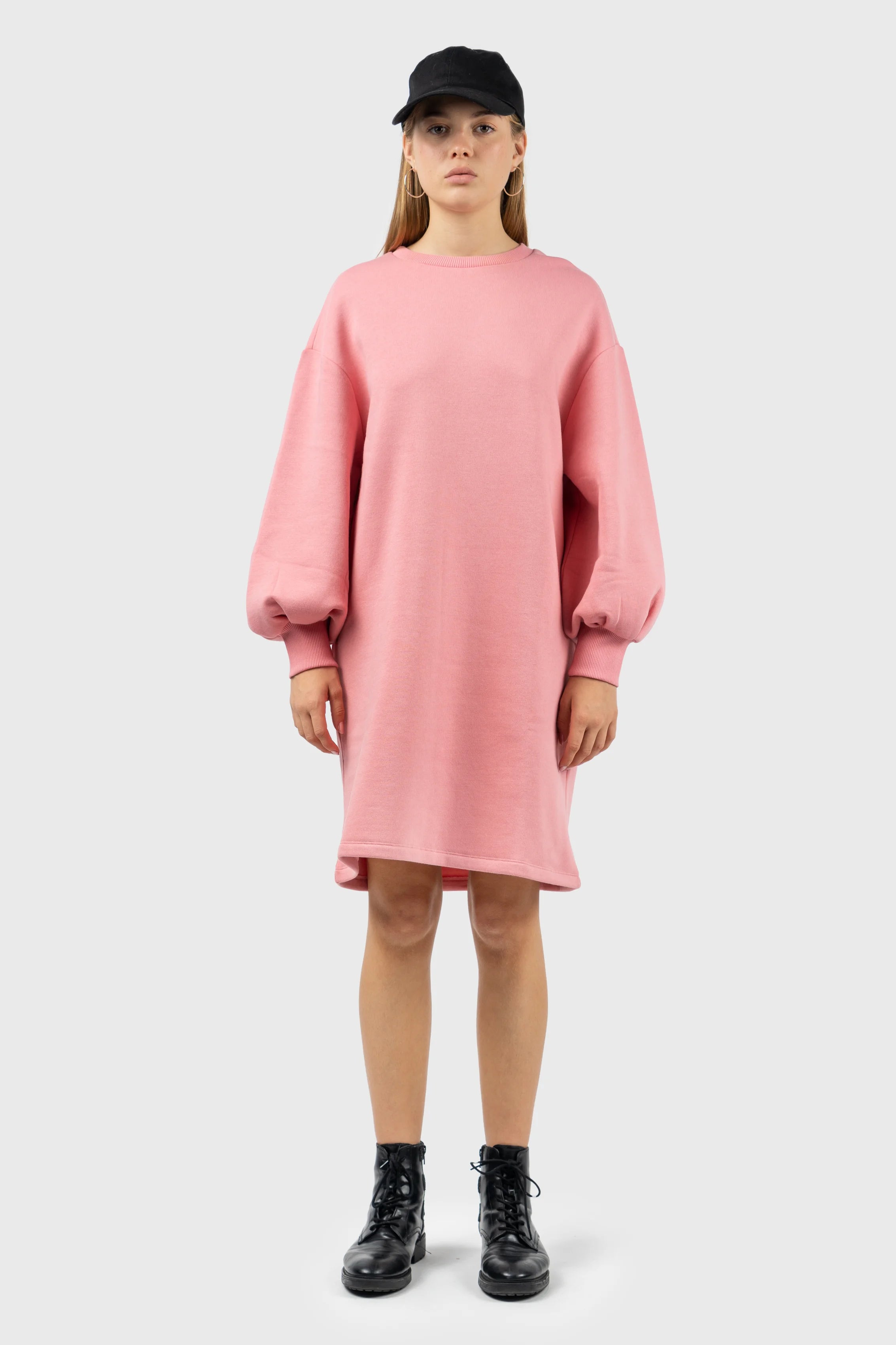 Ball Gown Women Dress with a Full Skirt for a Princess - like LookPink Puff Sleeve Sweatshirt Dress