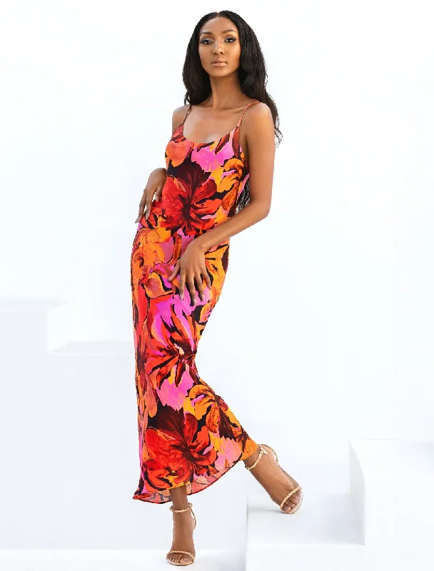 Maxi Women Dress with Floral Print for a Bohemian VibeValentina Strappy Slip Dress