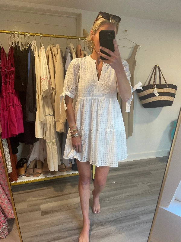 Off - the - Shoulder Women Dress for a Romantic and Feminine LookWhite Gingham Tiered Mini Dress