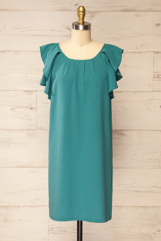 Midi dresses with bow accents for a sweet and charming lookAaron Teal | Straight Short Dress