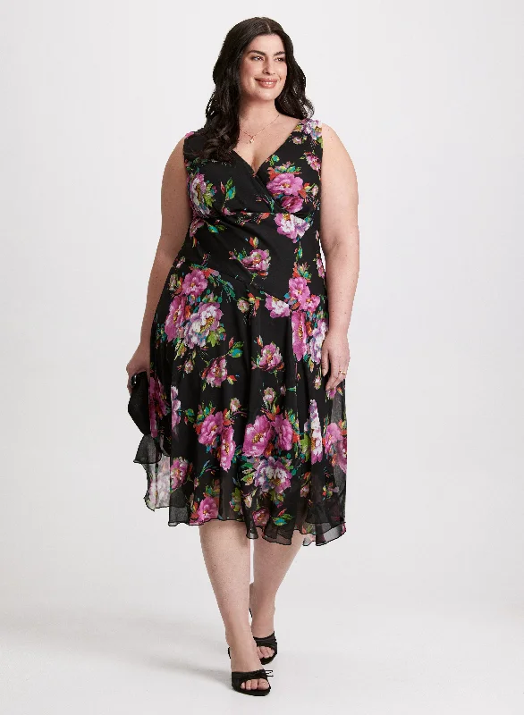 Midi dresses with puff sleeves for a vintage - inspired lookFloral Bias-Cut Dress