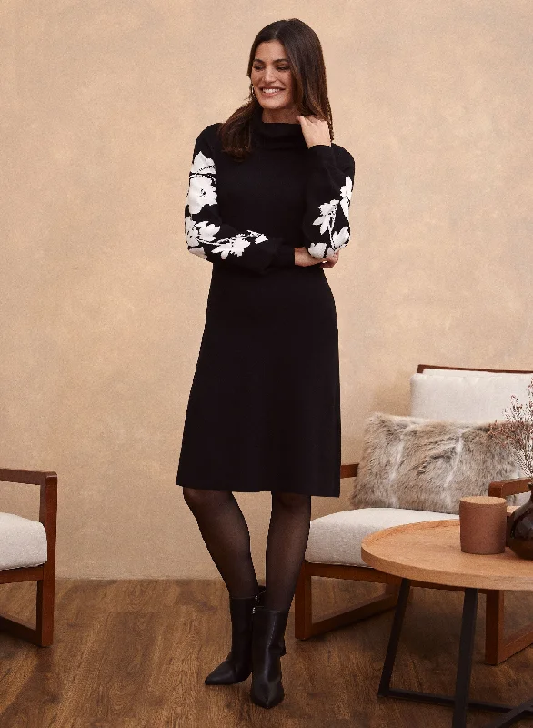 Midi dresses with off - the - shoulder necklines for a flirty lookFloral Detail Sweater Dress