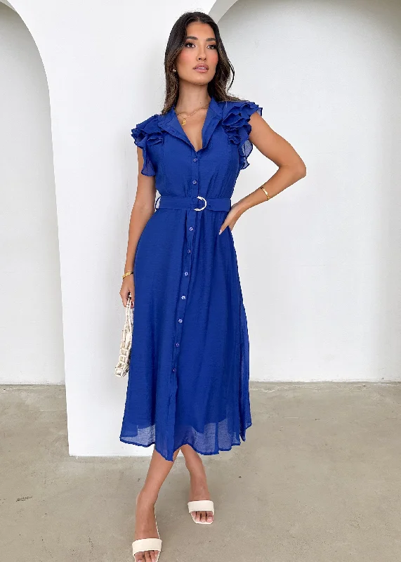 Midi dresses with ruched bodices for a feminine and fitted feelTasto Midi Dress - Cobalt