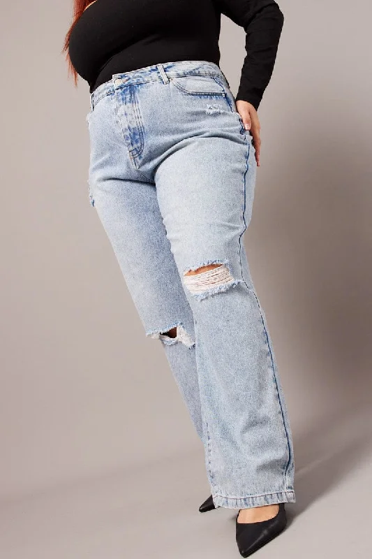 Denim Straight Jeans High Rise