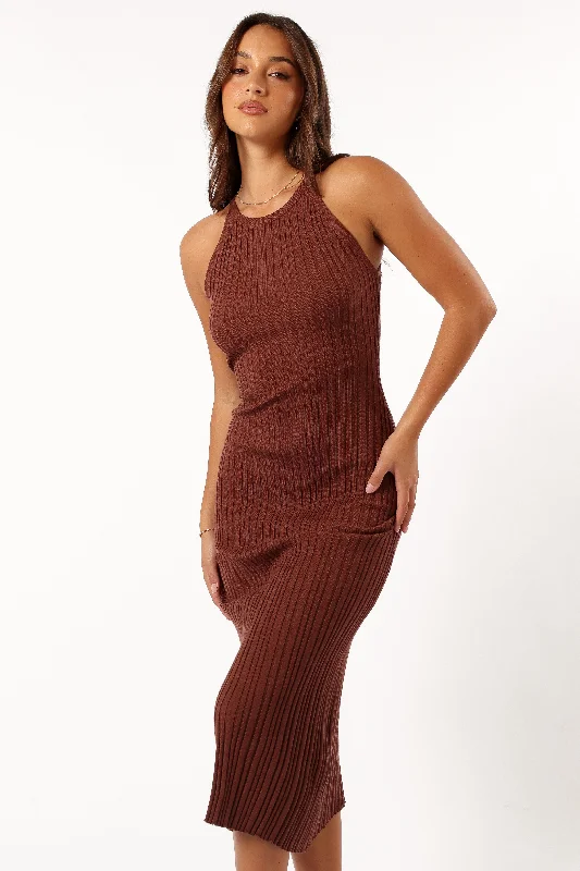 Maxi dresses with side - tie closures and lightweight fabrics for a breezy summer styleBrighton Maxi Dress - Chocolate Brown