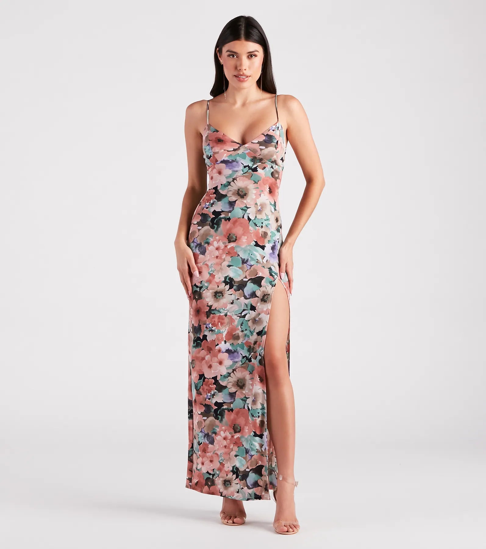 Maxi dresses with empire waists and polka dot patterns for a playful lookPaint Me In Floral V-Neck Maxi Dress