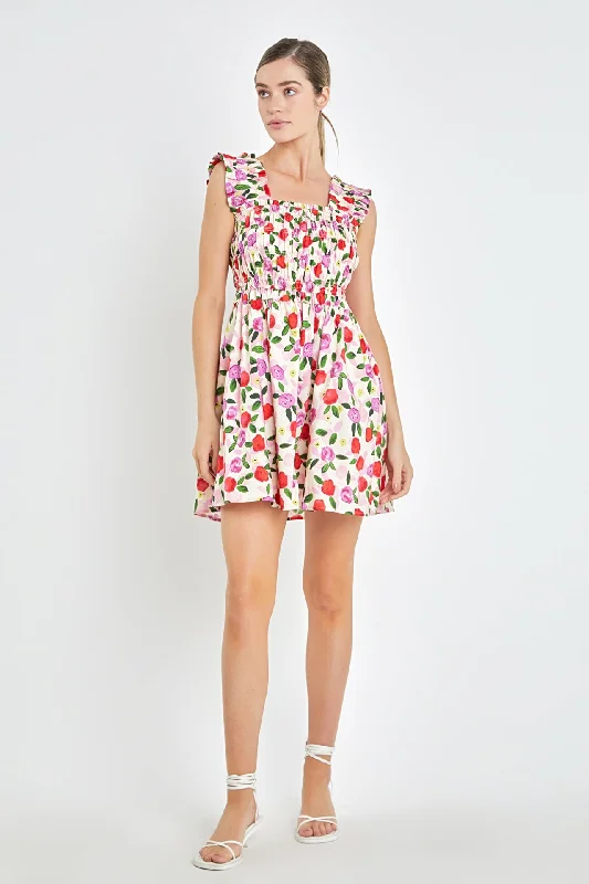 Mini Women Dress with a Short Hem for a Young and Trendy StyleFlower Ruffled Mini Dress