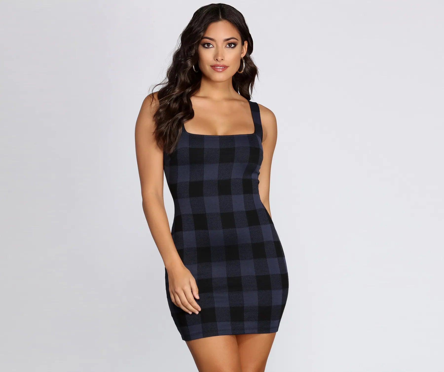 Lace - Embellished Women Dress for an Elegant and Sophisticated AppearancePoised In Plaid Sleeveless Mini Dress