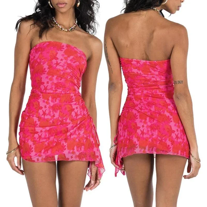 Little Black Women Dress with Sequins for a Glamorous Night OutRuby Ruched Tube Dress in Pink