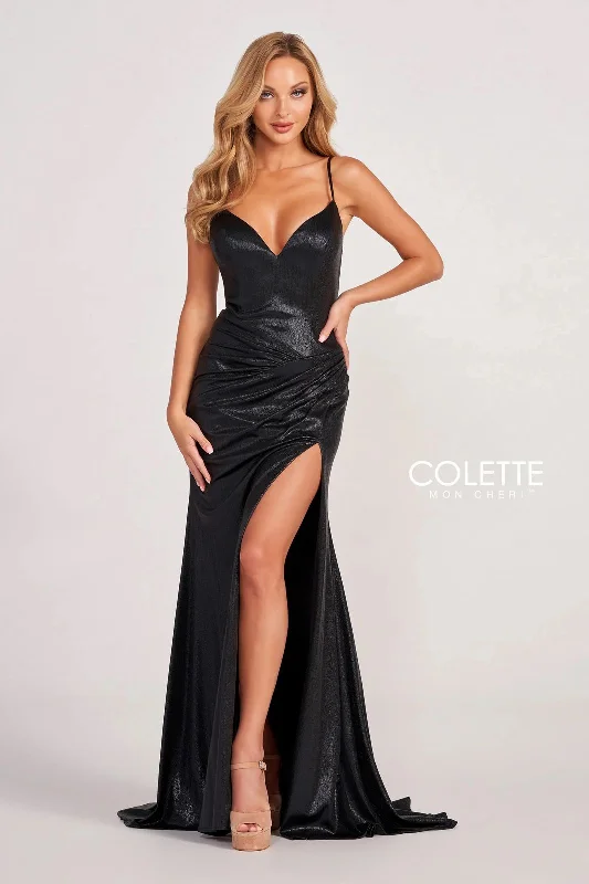 Wedding guest dresses with keyhole backs and flowing fabricsColette CL2072 Formal Prom Long Dress