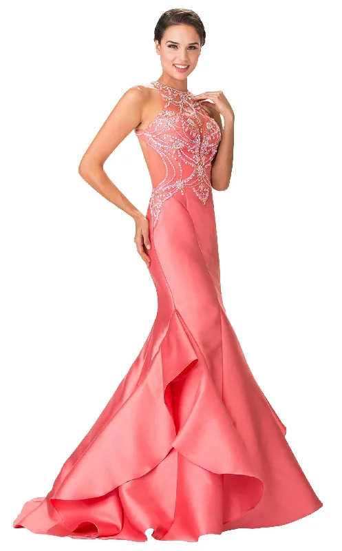 Prom dresses with tiered ruffled sleeves and satin skirts for a feminine and voluminous lookElizabeth K GL2357 Dress