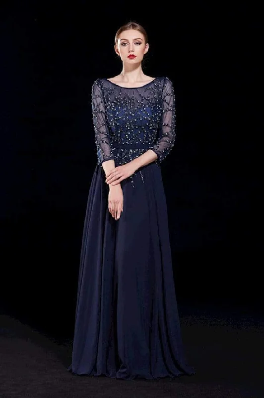 Prom dresses with lace - trimmed hems and off - the - shoulder necklines for a delicate lookJ'Adore Dresses - J12061 Bead Embellished A-Line Evening Dress