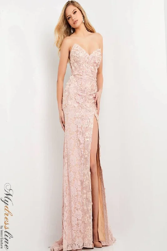 Prom dresses with side - slit skirts and beaded fringes for a glamorous appearanceJovani 06168