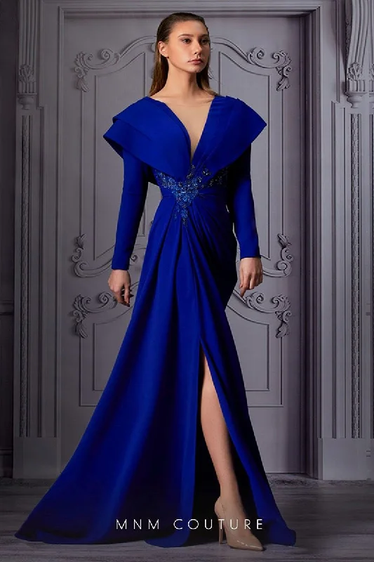 Prom dresses with ruched bodices and organza sleeves for a romantic lookMNM Couture K3852