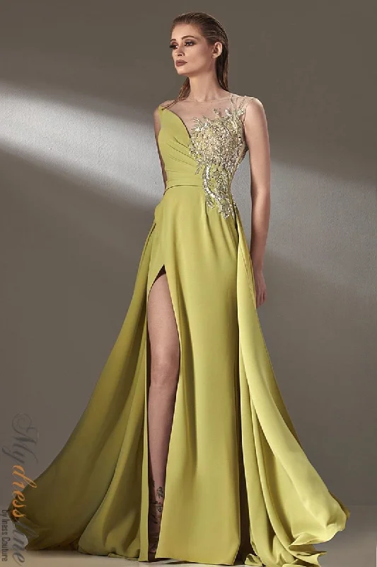 Prom dresses with ruched bodices and organza sleeves for a romantic lookMNM Couture K3903