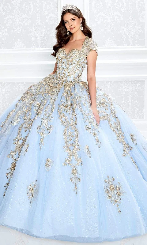 Prom dresses with geometric - cutout sleeves and flowing chiffon fabrics for a modern and airy lookPrincesa by Ariana Vara - PR22025 Short Sleeve Ball Gown