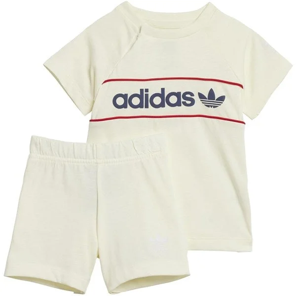 adidas Originals Ivory/Night Indigo/Red Shorts Tee Set