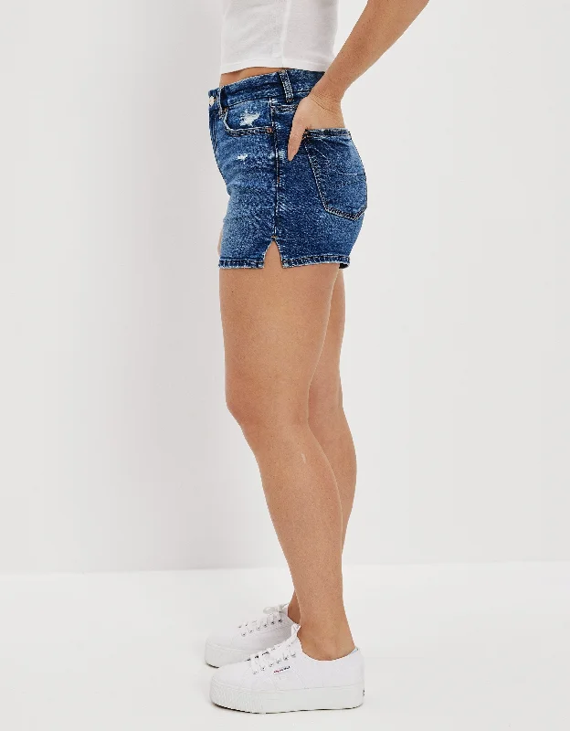 Ruffled Hem Women Shorts to Add a Feminine TouchAE Stretch Curvy Denim Mom Shorts