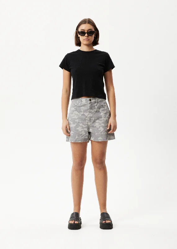 Linen Women Shorts for Breathable Comfort in Hot WeatherAFENDS Womens Cadet Seventy Threes - Organic Denim Shorts - Camo