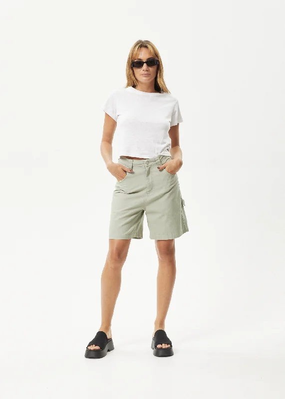 Cuffed Women Shorts for a Laid - Back and Trendy LookAFENDS Womens Emilie - Canvas Carpenter Short - Eucalyptus