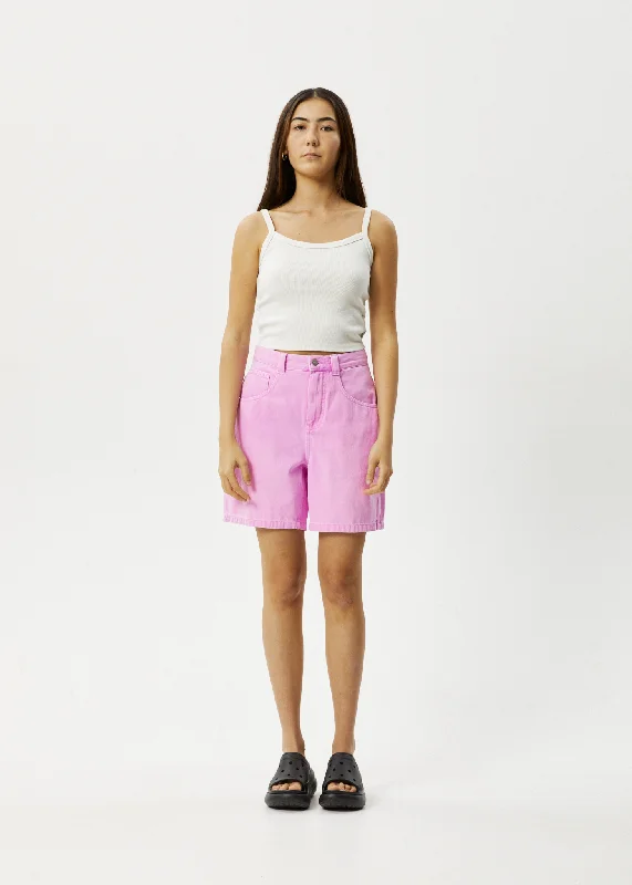 Cuffed Women Shorts for a Laid - Back and Trendy LookAFENDS Womens Emilie - Denim Carpenter Shorts - Faded Candy