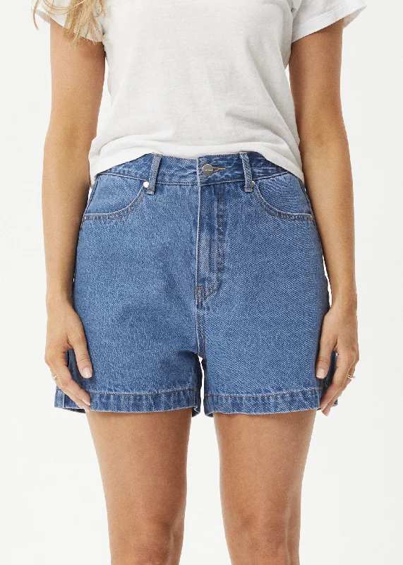 Twill Women Shorts with a Smooth Texture and DurabilityAFENDS Womens Seventy Threes - Denim Shorts - Worn Blue