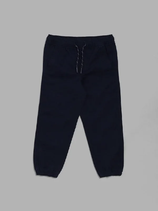 Cargo Women Shorts with Multiple Pockets for FunctionalityHOP Kids Navy Blue Solid Joggers