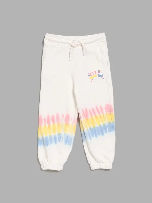 Twill Women Shorts with a Smooth Texture and DurabilityHOP Kids White Tie-Dye Pattern Joggers