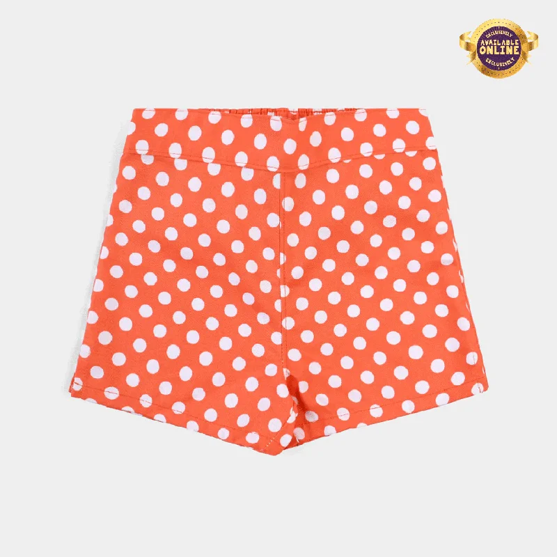 Patterned Geometric Women Shorts for a Modern AppealInfant Girls Poly Cotton Short Big Polka Dot-ORANGE