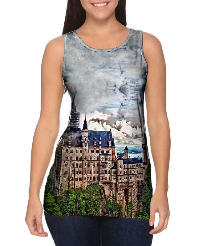 High - Neck Women's Silk Blend Tank Tops for a Luxurious FeelNeuschwanstein Castle Brown