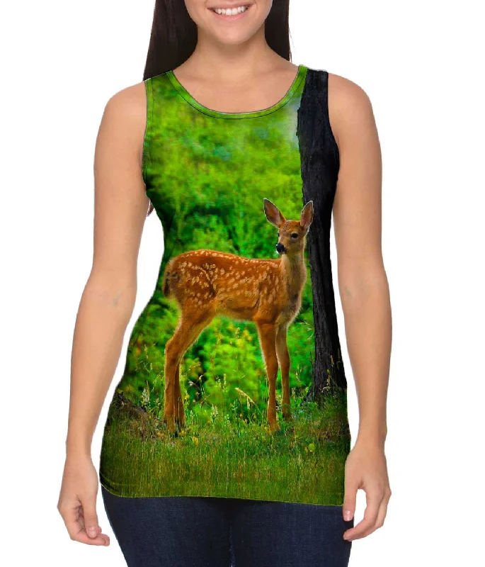 Scoop Neck Women's Linen Blend Tank Tops for SummerNimble Deer