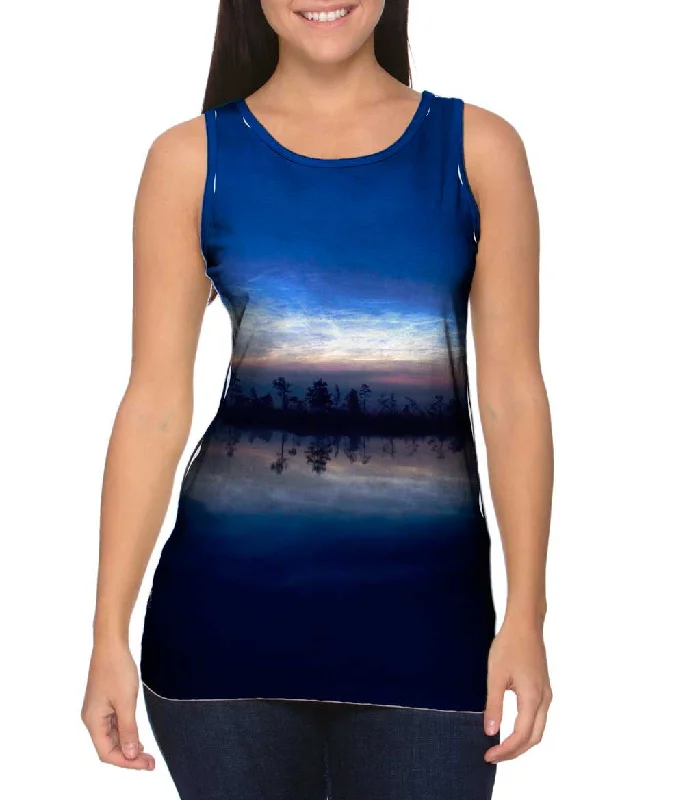 Halter Neck Women's Modal Blend Tank Tops for ComfortNoctilucent Clouds Glowing